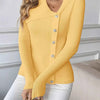 Asymmetrical Ribbed Button Up Cardigan
