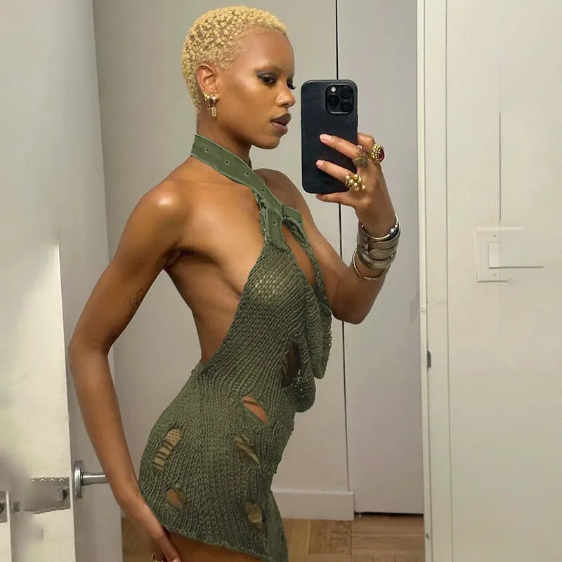 Enchanted Ivy Backless Wool Dress