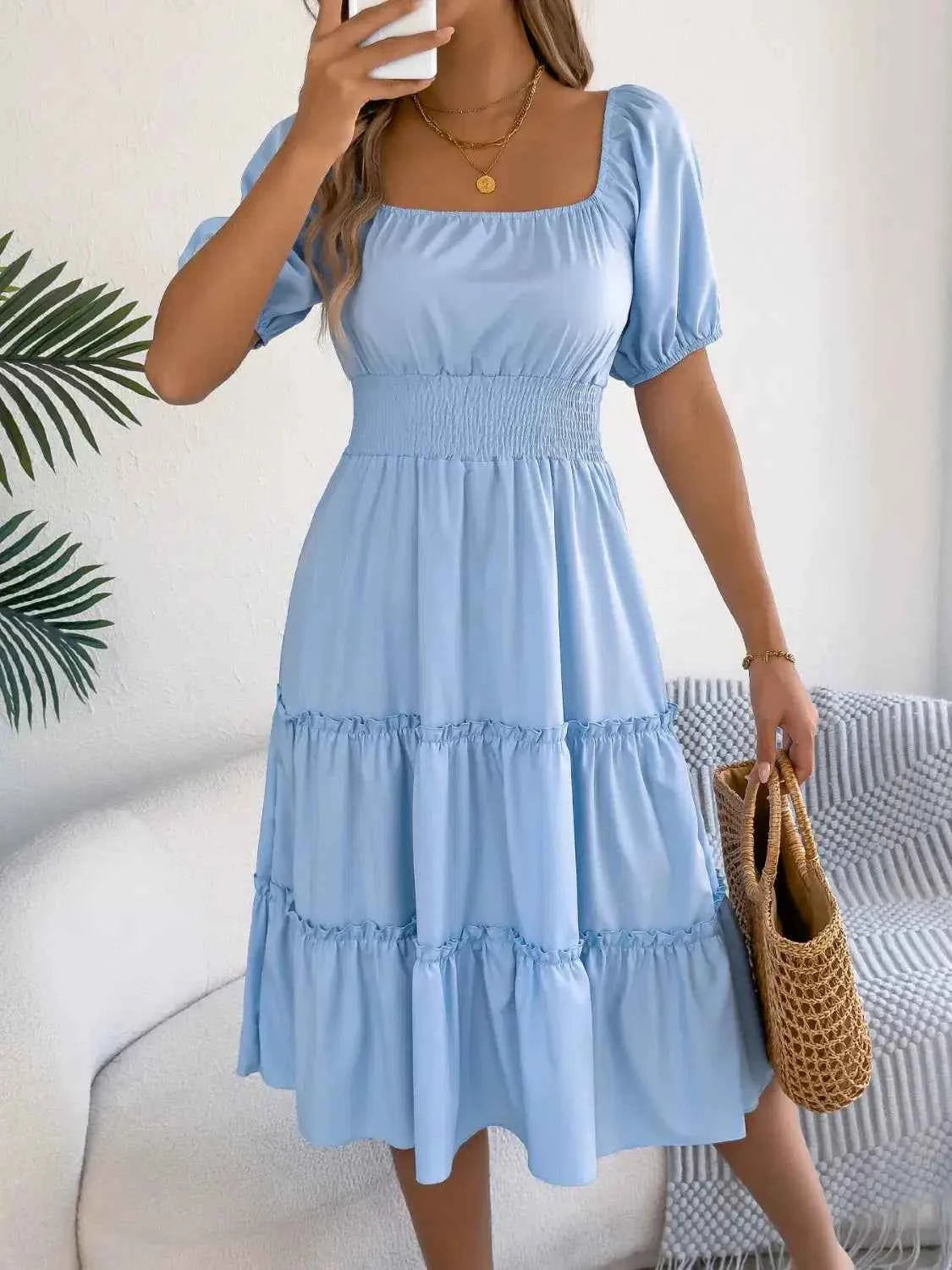 Sky Tiered Flare Dress