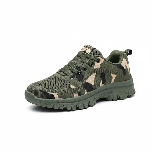 Chaussures de sport respirantes à lacets en maille camouflage