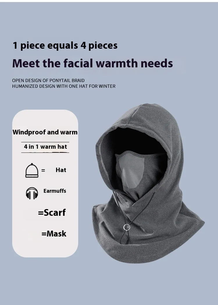 Winter Thermal Fleece Scarf & Ski Face Mask – Windproof Neck Warmer Hood for Outdoor Sports