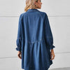 Button Up Flounce Sleeve Mini Denim Dress