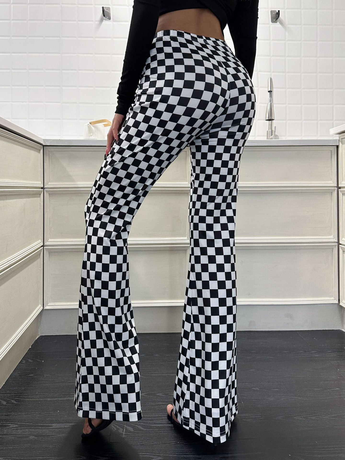 Bold Moves Flared Checkerboard Pants