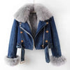Detachable Fox Fur Rabbit Denim Coat