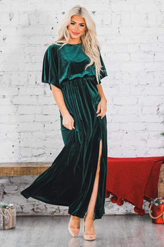 Robe fendue en velours Golden Hour