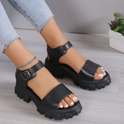 Women’s Fashion Casual Solid Color Platform Sandals – Comfortable & Stylish Summer Footwear