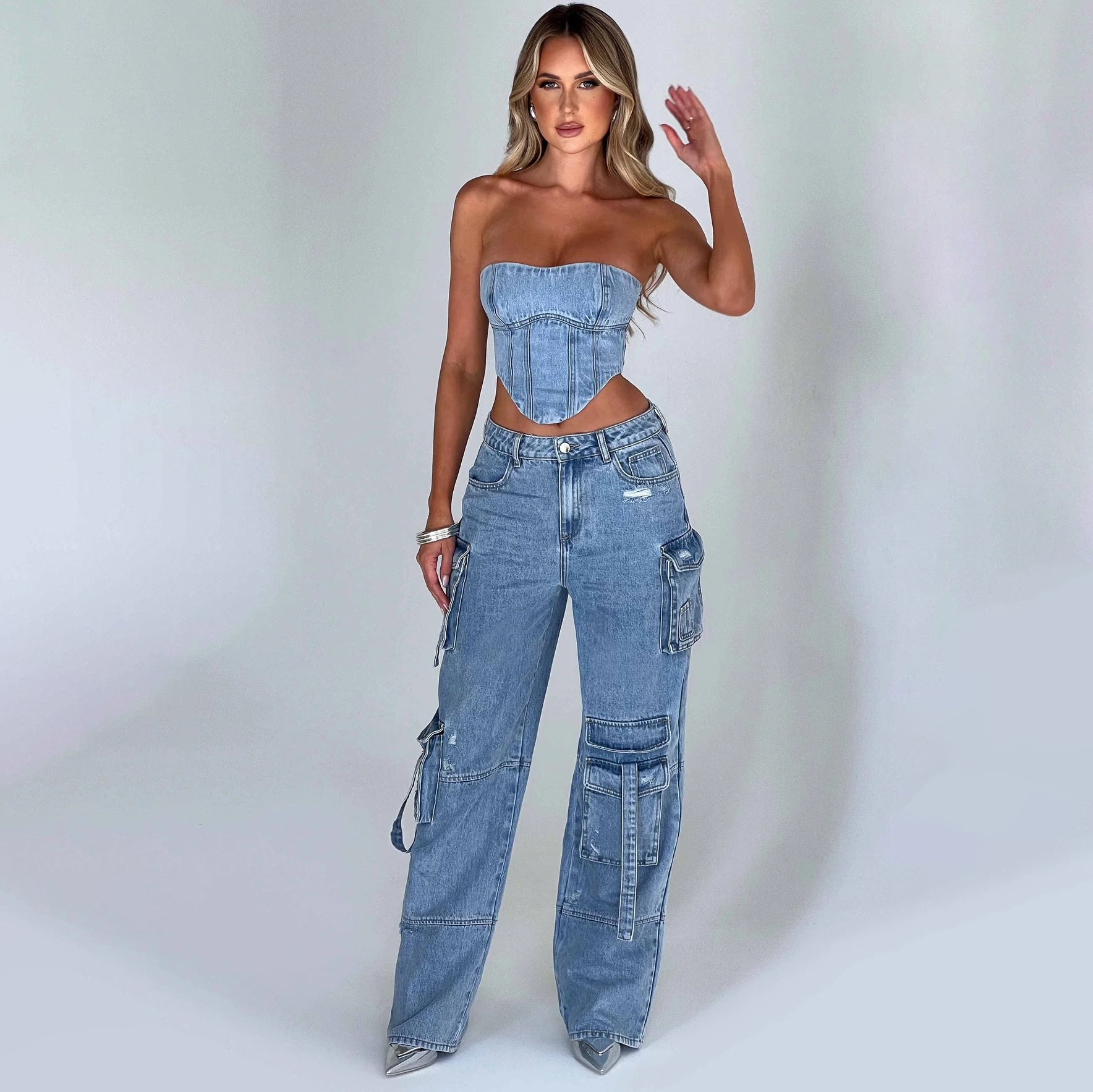 The Ultimate Stylish Cargo Denim Set