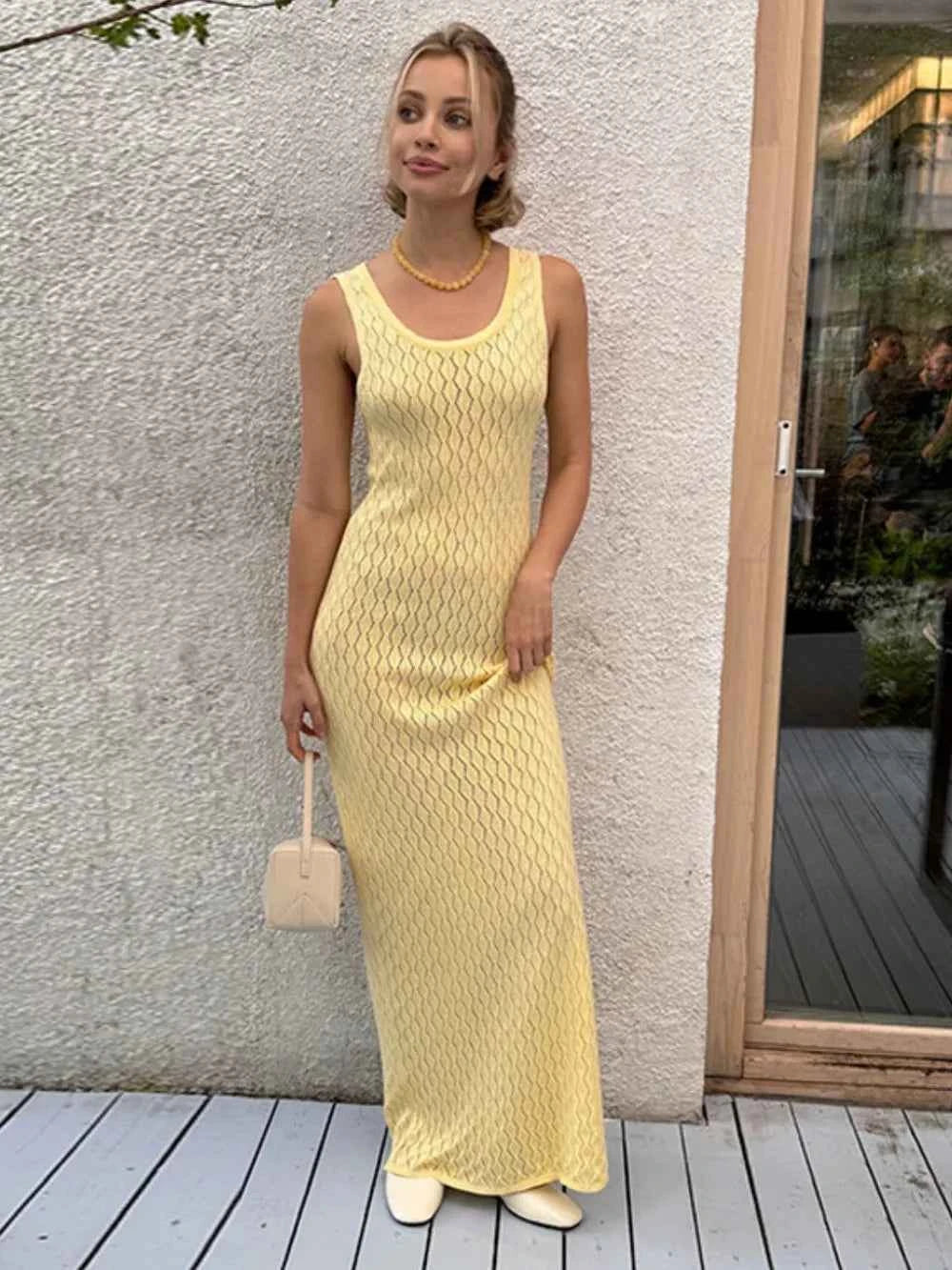 Openwork Sleeveless Maxi Dress