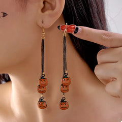 Jack-O’-Lantern Chain Drop Earrings