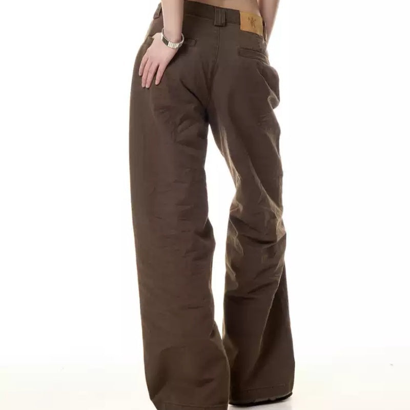 Brown Bohemian Wide-Leg Patchwork Trousers