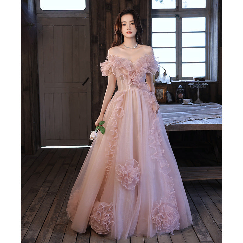Blush Reverie schulterfreies Kleid