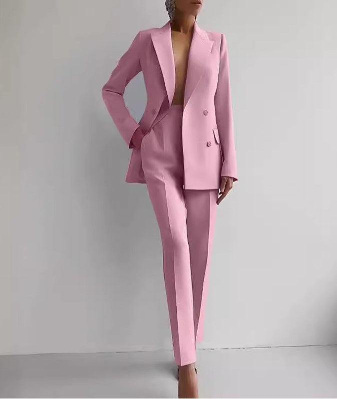 Costume d'affaires décontracté pour femme – Veste à manches longues et boutonnage simple et pantalon slim