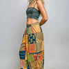POL Printed Patchwork Wide Leg Pants with Adjustable Side Drawstring
