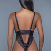 1 Pc. Cut - out Lace Bottoms With Raspberry - pink Sequins Plunging Sheer Neckline - Lustreve