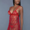 1 Piece Fine Mesh Heart Designed Slip Dress - Lustreve