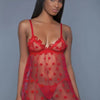 1 Piece Fine Mesh Heart Designed Slip Dress - Lustreve