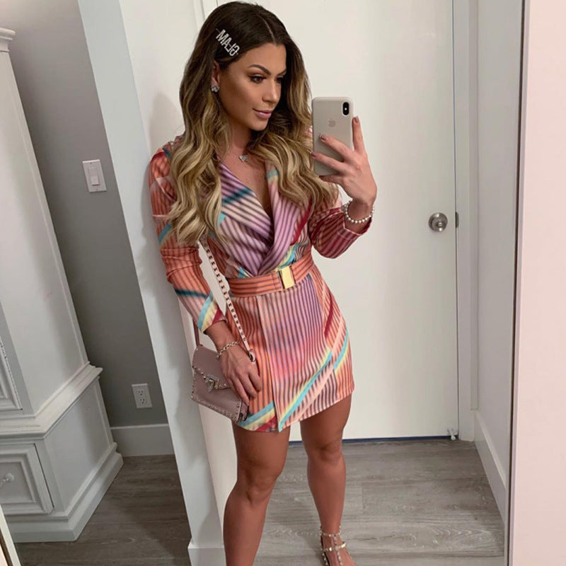 Chrome Mirage Metallgürtel Bodycon-Kleid