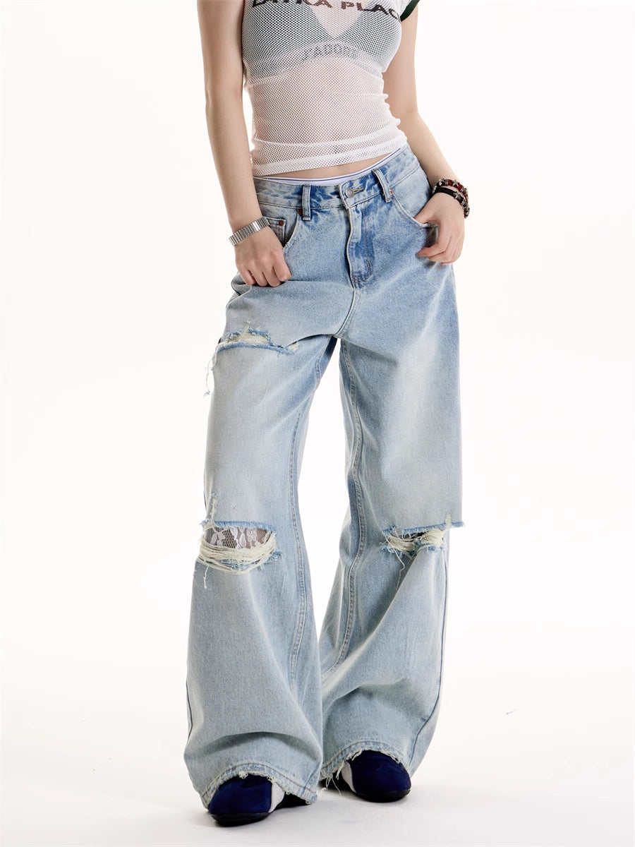 No Rules Distressed Wide Leg Jeans 