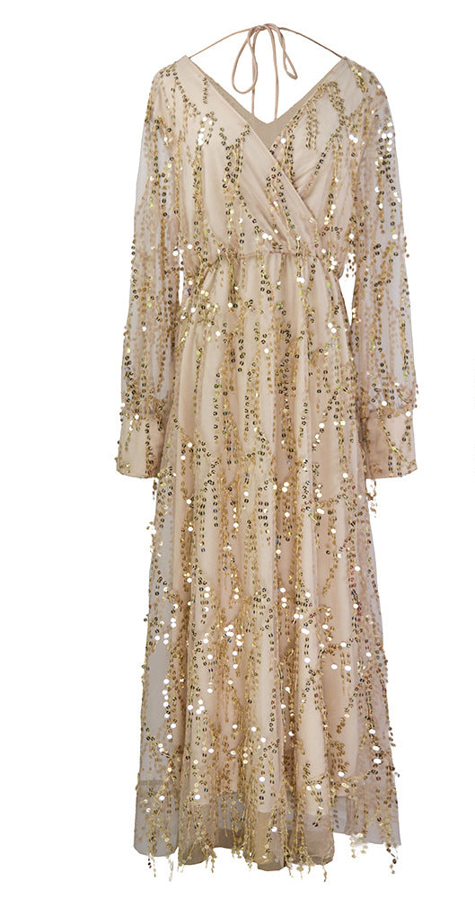 Robe glamour à franges et sequins Midnight Reverie