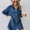 Button Up Flounce Sleeve Mini Denim Dress