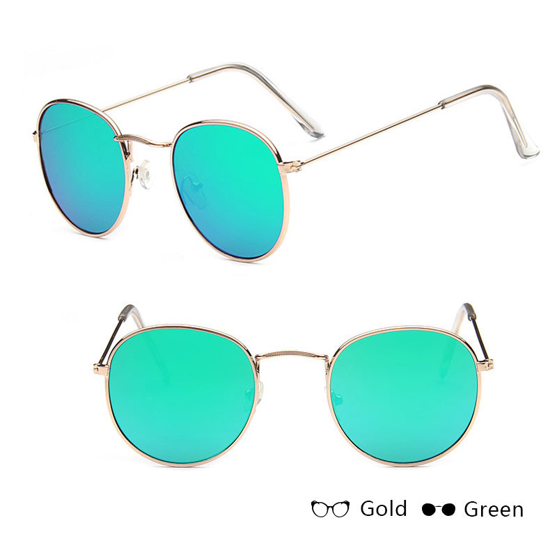 Women’s Retro Sunglasses – Metal Frame, Round Style with Grey or Tawny Lenses