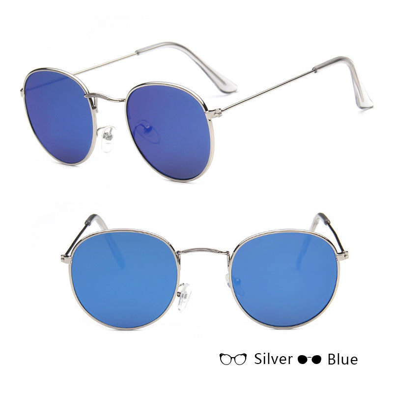 Women’s Retro Sunglasses – Metal Frame, Round Style with Grey or Tawny Lenses