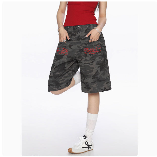 Graffiti Love Wide-Leg Cargo Shorts