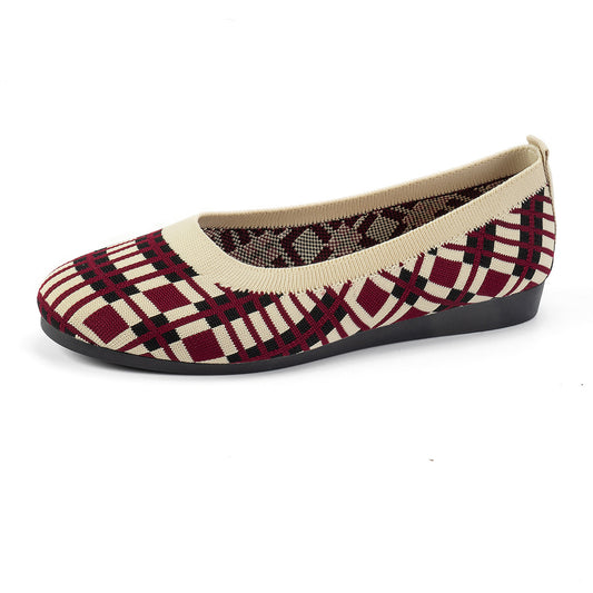 Plaid Print Slip-On Mesh Flats