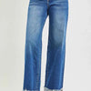 RISEN High Rise Wide Leg Jeans With Cuffed Hem