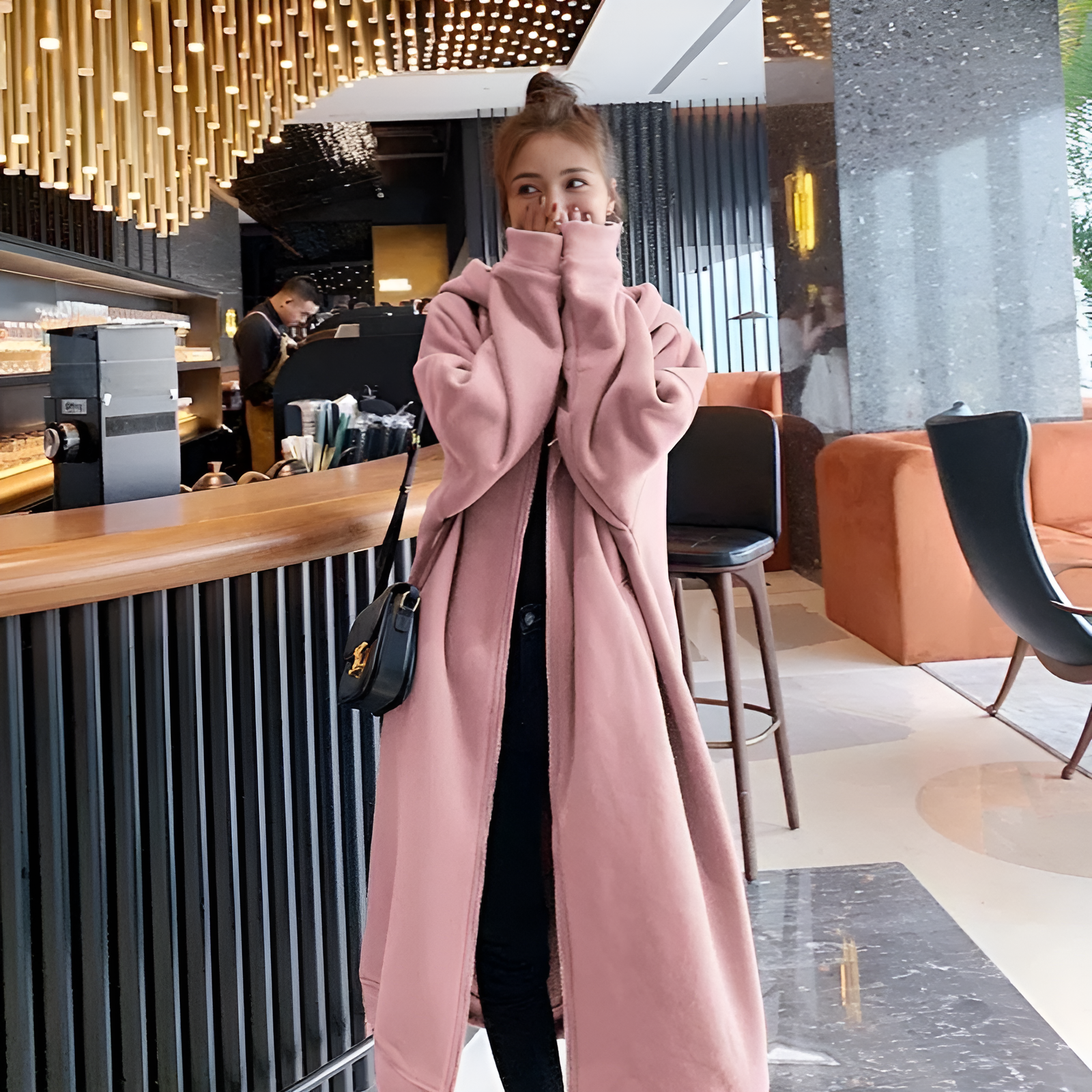 Robe cardigan à capuche oversize doublée de polaire Cloud Nine