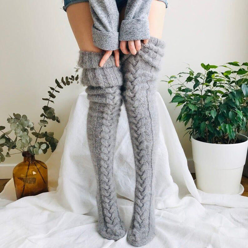 Winter Over-The-Knee Socks – Long Tube Knitted Pile Socks for Warmth and Comfort