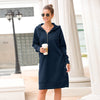 Autumn Hoodie Snap Button Midi Dress