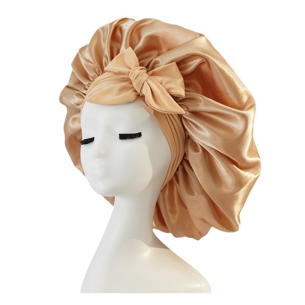 Luxury Silk Satin Bonnet for Women – Night Sleep Cap with Tie Band for Curly Hair