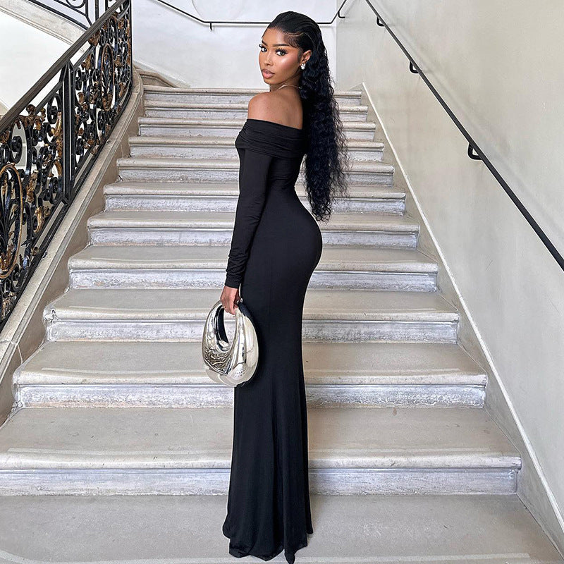 Noir Hour Fishtail Dress"