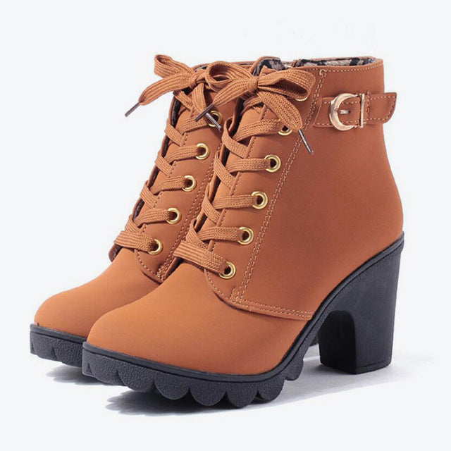 Women's Cross Strappy Martin Boots – Stylish Ankle Booties with Lace-Up Design