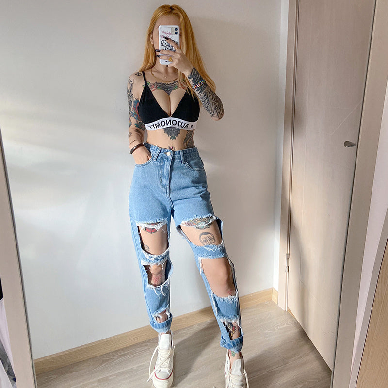 Denim taille haute Tear Craft