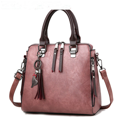 Vintage PU Leather Handbag – Luxury Large-Capacity Tote with Tassel Design