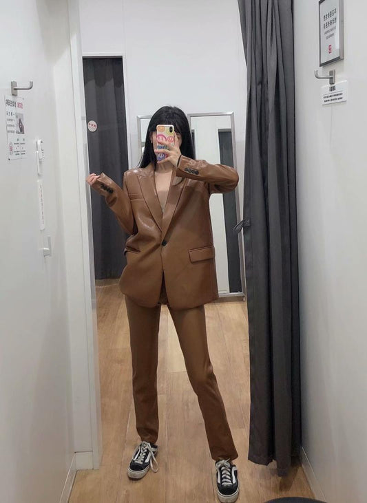 Trendy  Faux Leather Jacket