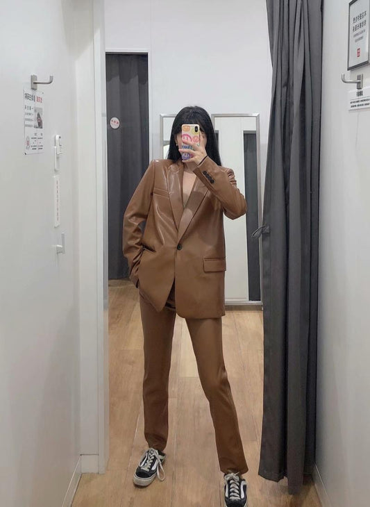 Trendy  Faux Leather Jacket