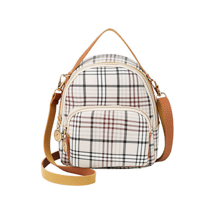 Trendy Plaid Backpack – Stylish Casual Portable Bag for Women