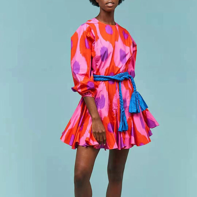 Sunset Glow Contrast Waist Mini Dress