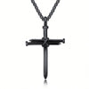 Steel Gold Black Fashion Iron Nail Cross Pendant Necklace - Stainless Steel