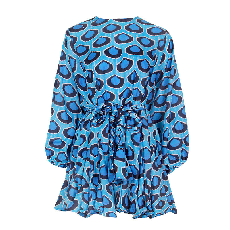 Boho Dream Patchwork Lantern Sleeve Dress