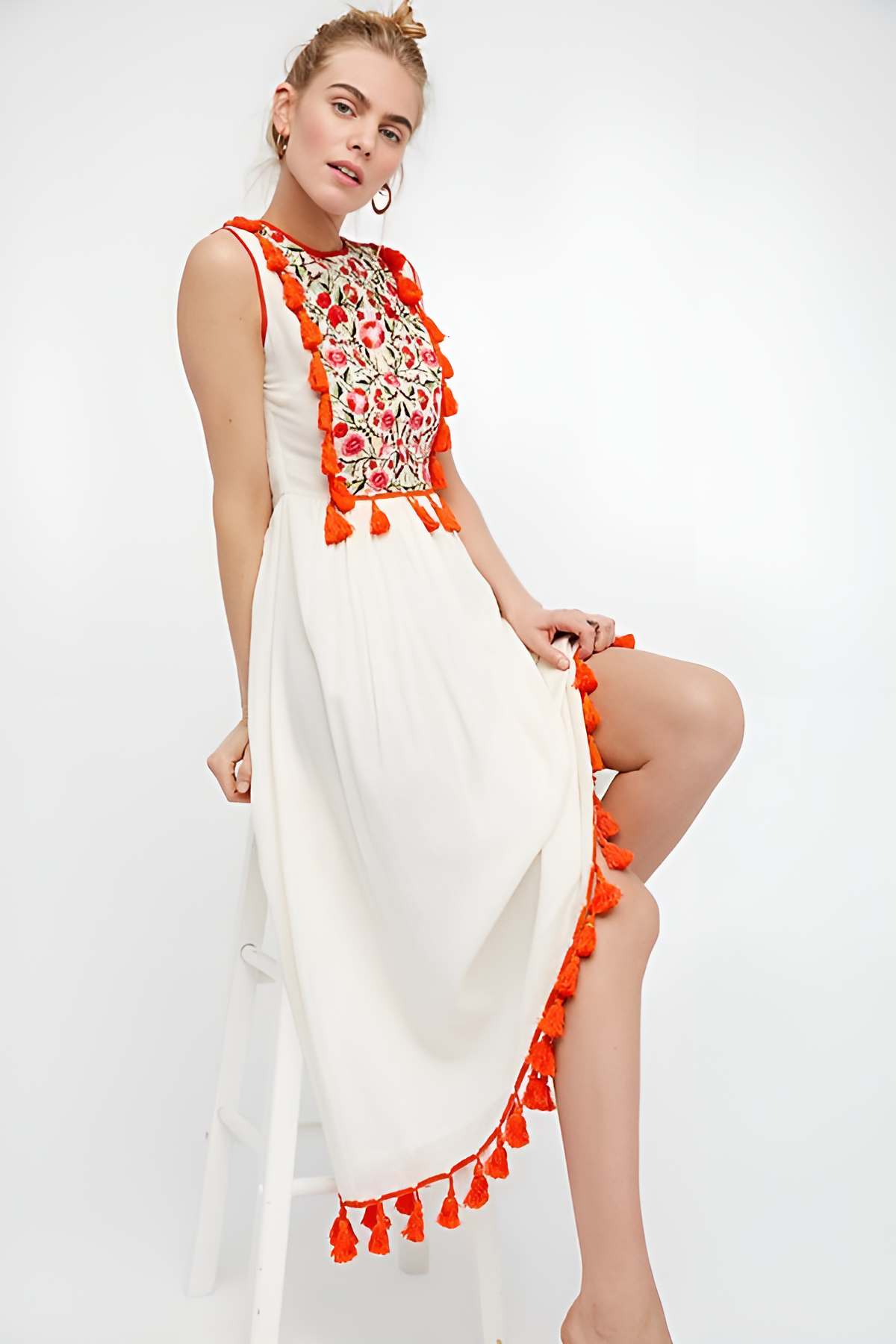 Robe longue brodée à franges Enchanted Bloom