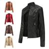 Black leather jacket displayed with color options on a white background