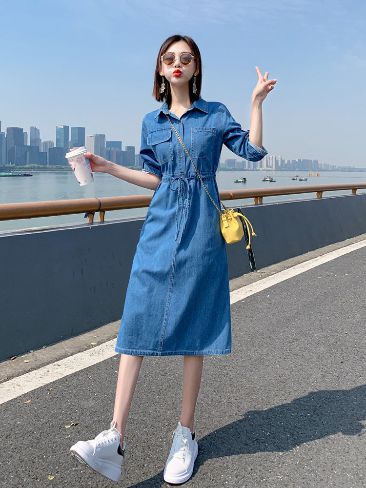 City Chic Denim Shirt Dress – Blue
