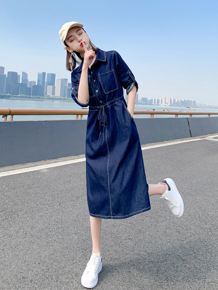 City Chic Denim Shirt Dress – Blue