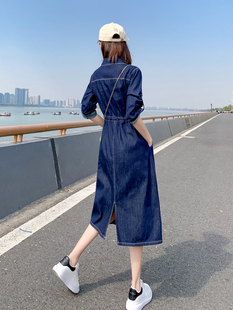 City Chic Denim Shirt Dress – Blue