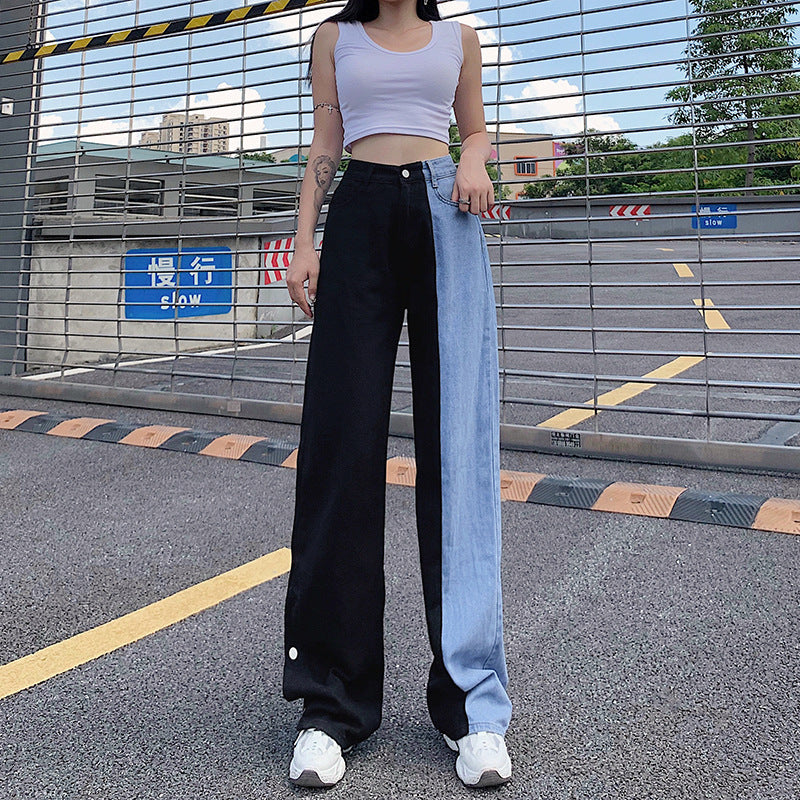 Split Vision Zweifarbige Wide-Leg-Jeans