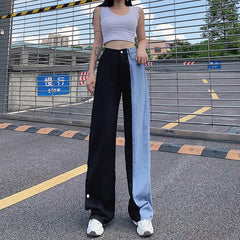 Split Vision Zweifarbige Wide-Leg-Jeans